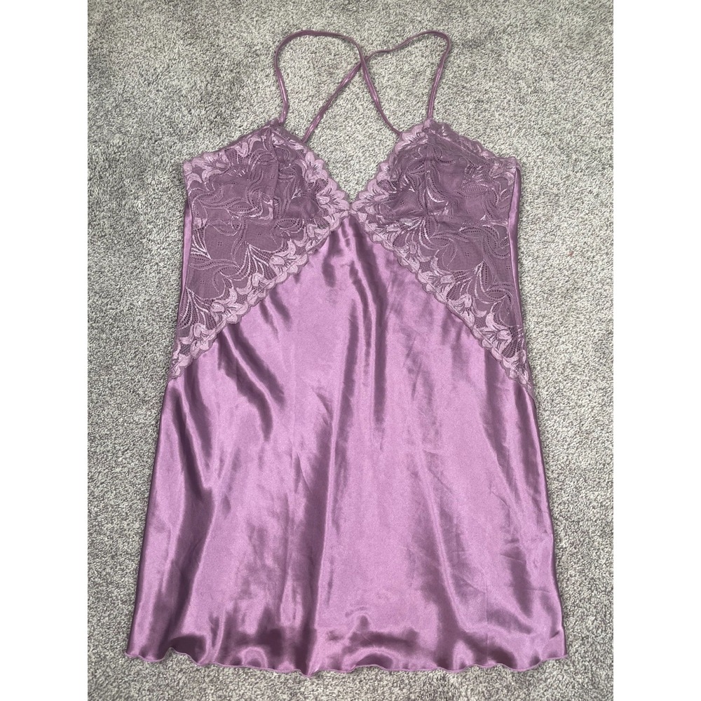 Alexander Del Rossa Tank Top Womens XL Slip Lace Satin Lettuce Hem Y2K Sexy Top